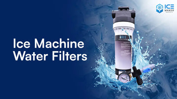 Commercial ice machine water filter cartridge mounted on a water line
