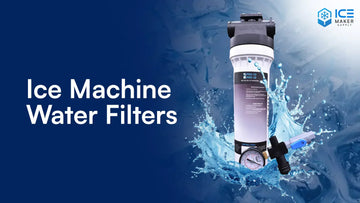 Commercial ice machine water filter cartridge mounted on a water line