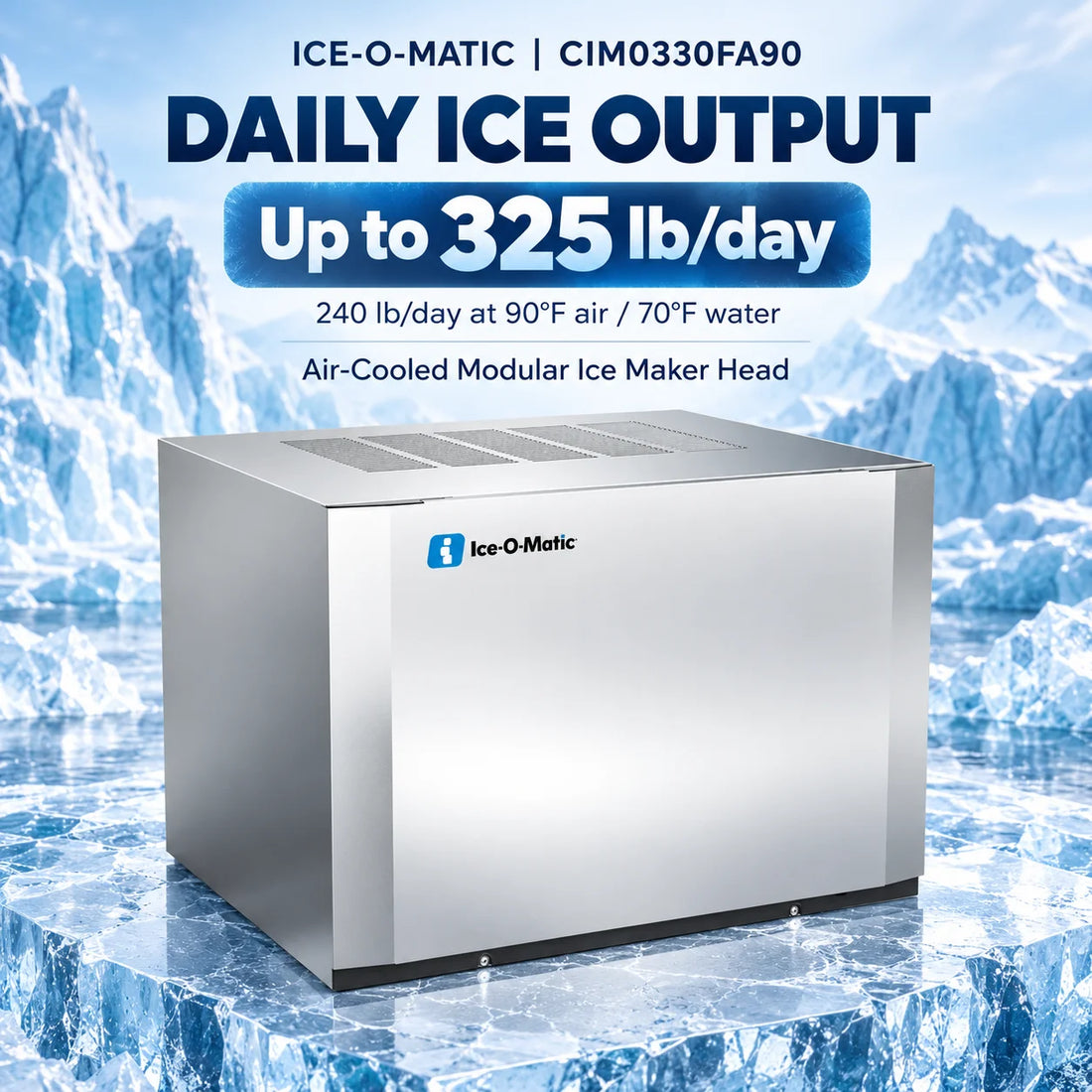 Ice-O-Matic CIM0330FA90 30.25-Inch Air-Cooled Full Cube Modular Ice Maker - 325 lb/Day Head