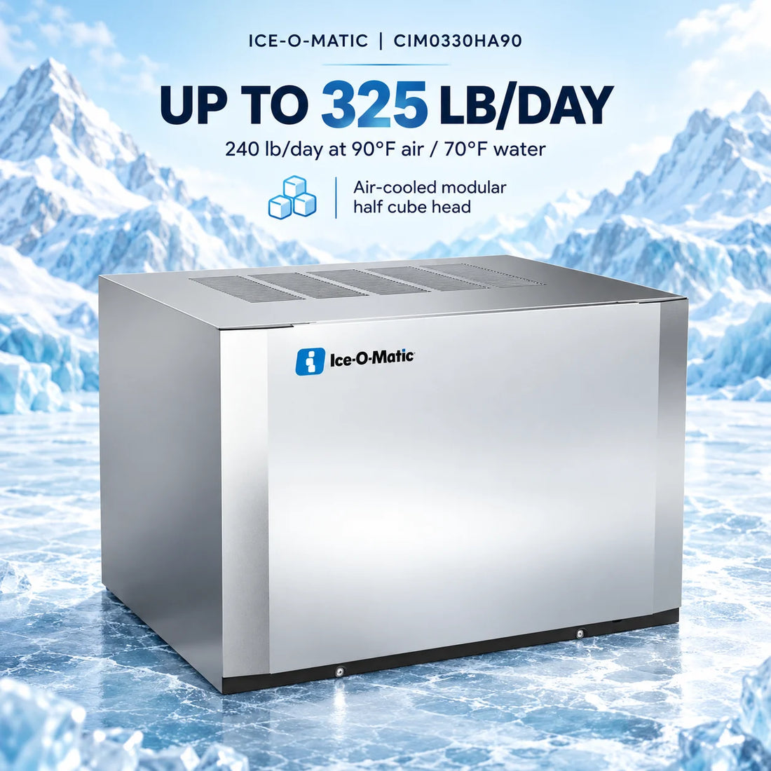 Ice-O-Matic CIM0330HA90 30.25-Inch Air-Cooled Half Cube Modular Ice Maker - 325 lb/Day Head