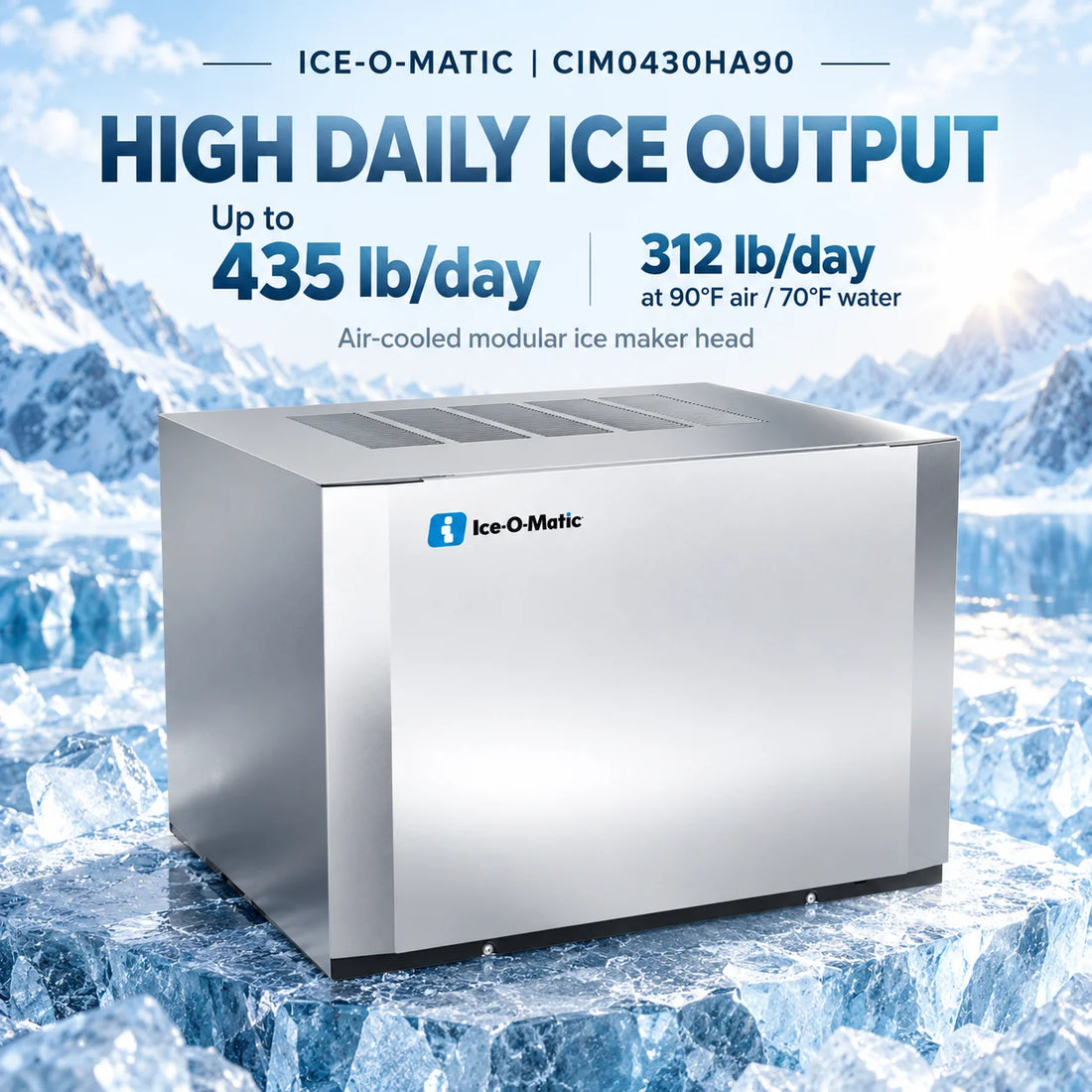 Ice-O-Matic CIM0430HA90 30.25-Inch Air-Cooled Half Cube Modular Ice Maker - 435 lb/Day Head