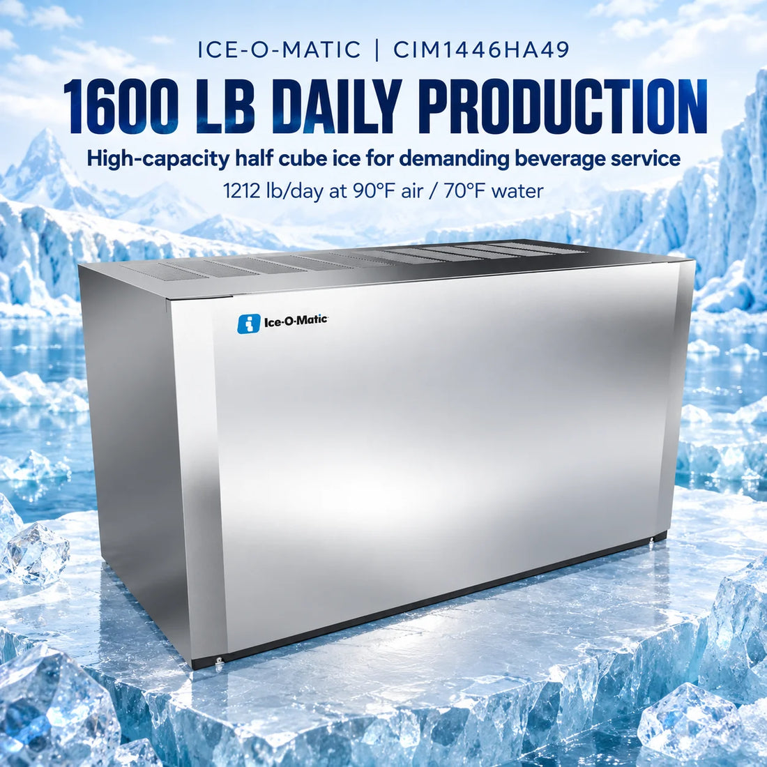 Ice-O-Matic CIM1446HA49 48.25-Inch Air-Cooled Half Cube Modular Ice Maker - 1600 lb/Day Head