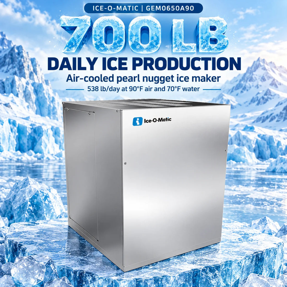 Ice-O-Matic GEM0650A90 21-Inch Air-Cooled Pearl Nugget Modular Ice Maker - 700 lb/Day Head
