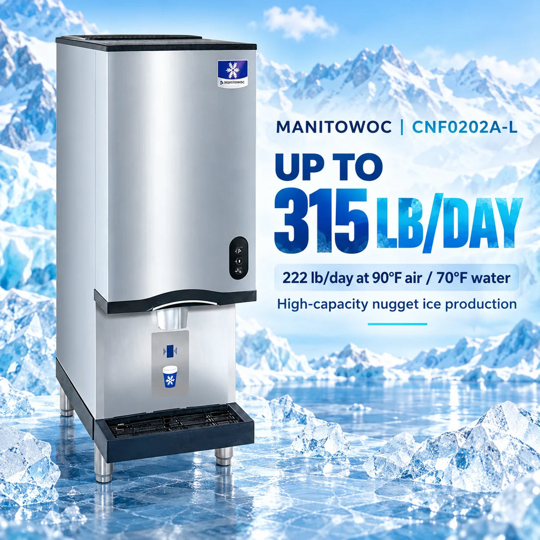 Manitowoc CNF0202A-L Countertop Nugget Ice and Water Dispenser, product view
