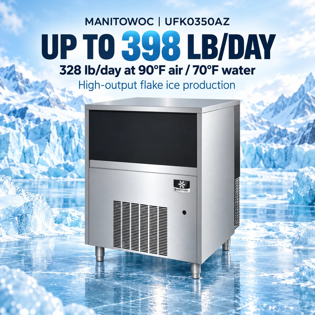 Manitowoc UFK0350AZ Undercounter Flake Ice Maker with Bin, product view