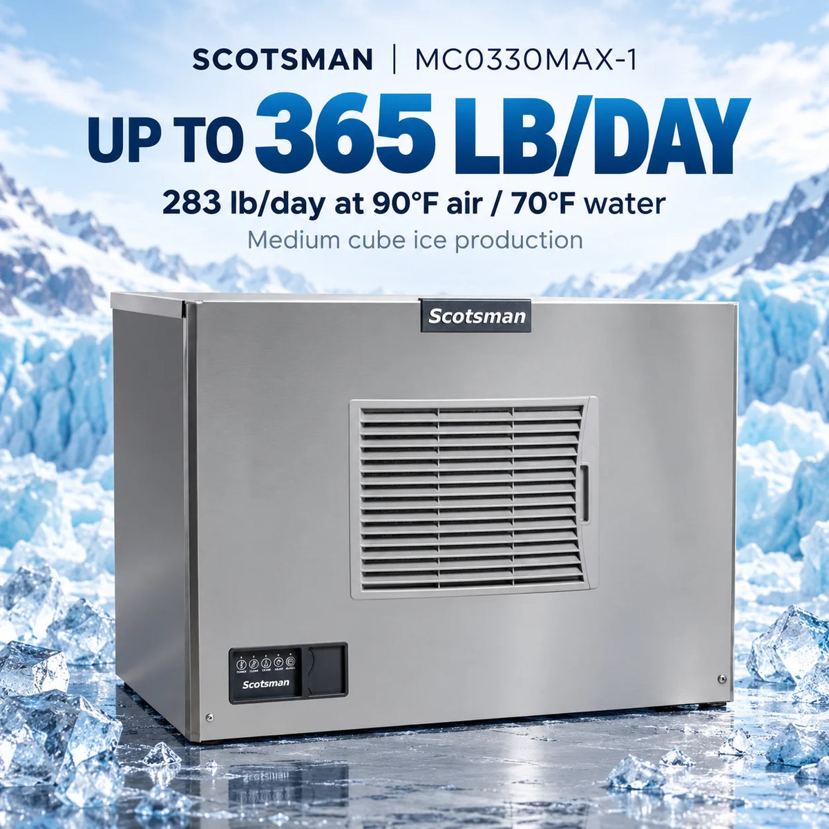 Scotsman Prodigy ELITE MC0330MAX-1 Commercial Ice Machine Head - 365 lb/Day Medium Cube, 30 Inch Air-Cooled 115V