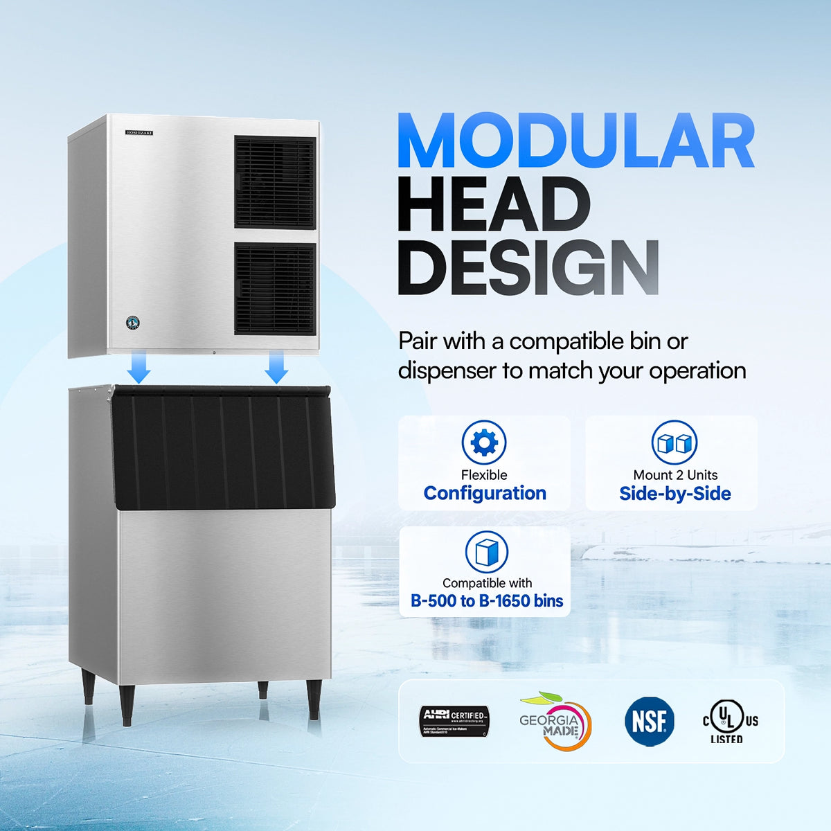 Hoshizaki KM-1100MAJ 30-Inch Air-Cooled Crescent Cube Ice Machine Head - 1087 lb/Day