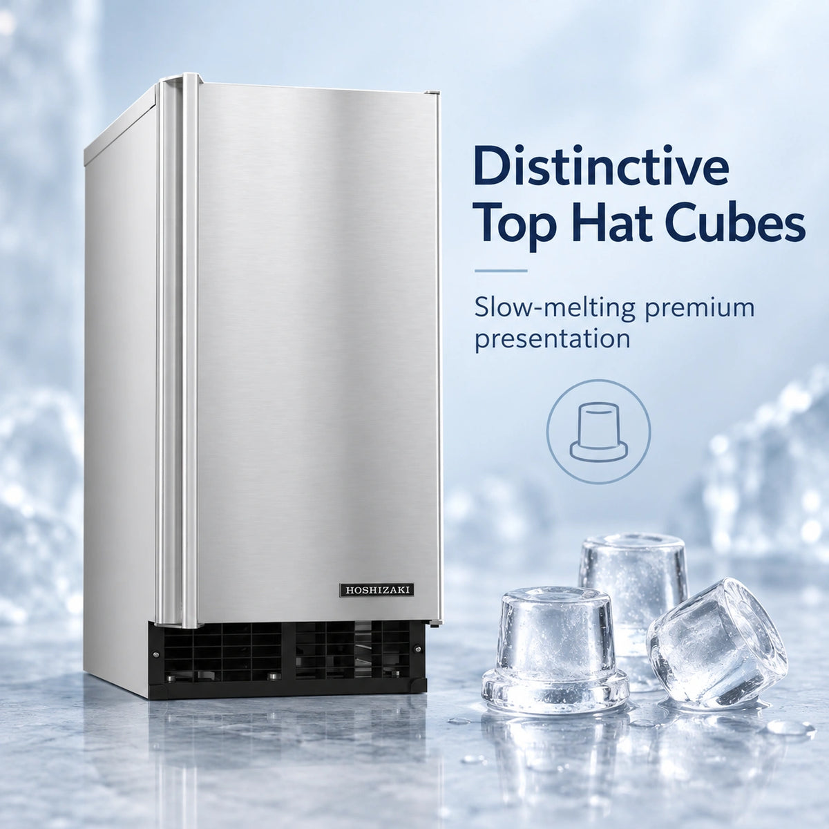 Hoshizaki AM-50BAK-AD ADA-Compliant Undercounter Top Hat Cube Ice Maker - 54 lb/Day with 27 lb Bin, Air-Cooled