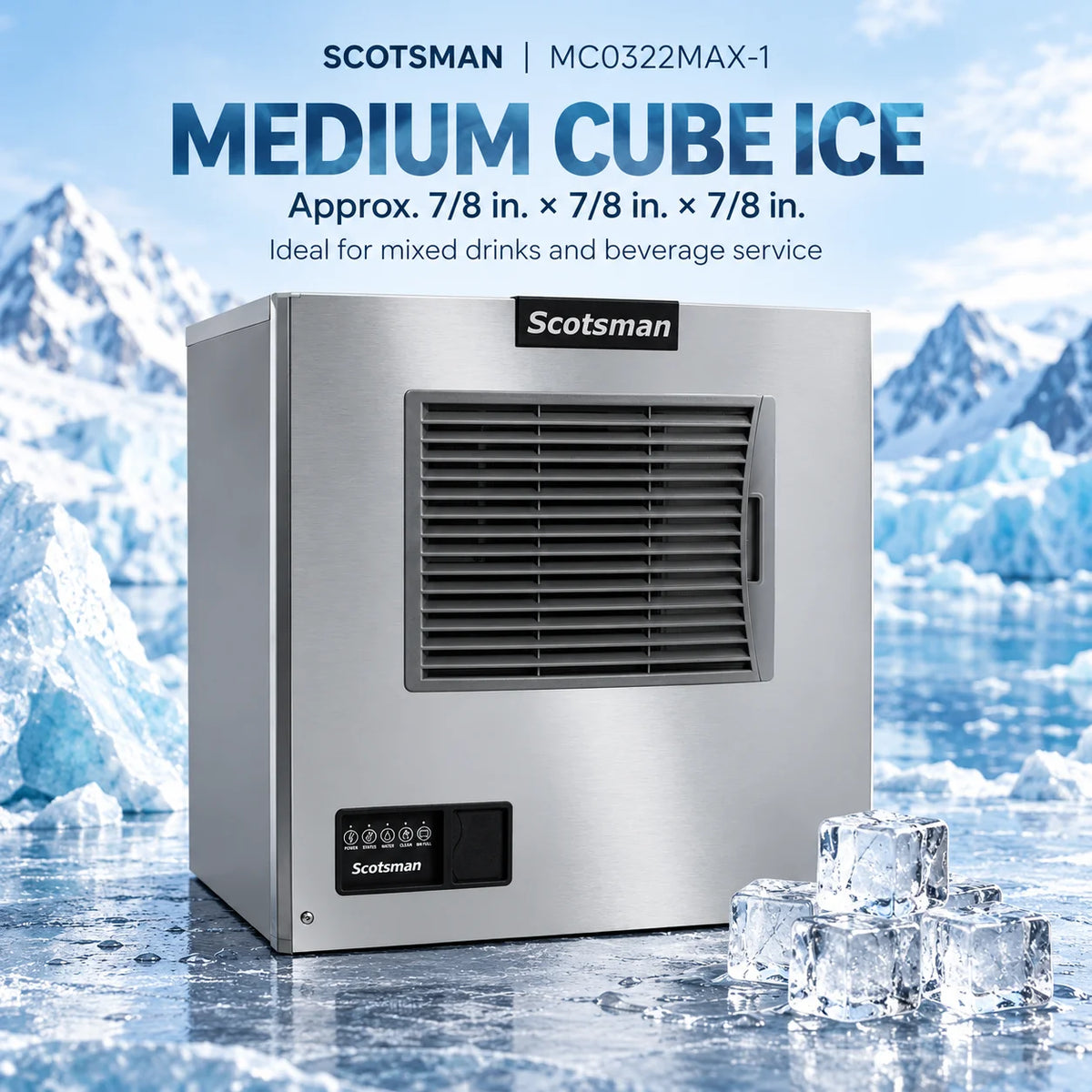 Scotsman Prodigy ELITE MC0322MAX-1 Commercial Ice Machine Head - 362 lb/Day Medium Cube, 22 Inch Air-Cooled 115V