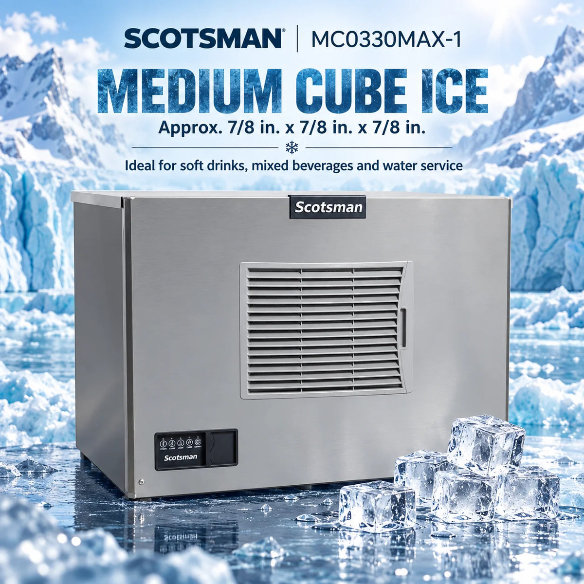 Scotsman Prodigy ELITE MC0330MAX-1 Commercial Ice Machine Head - 365 lb/Day Medium Cube, 30 Inch Air-Cooled 115V
