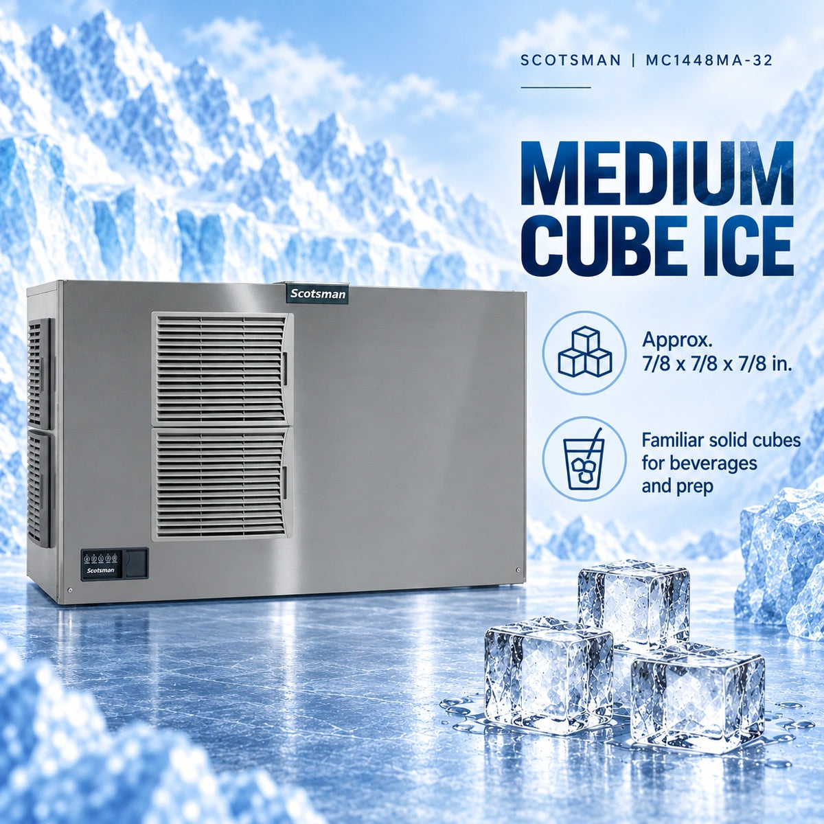 Scotsman Prodigy ELITE MC1448MA-32 Commercial Ice Machine Head - 1,553 lb/Day Medium Cube, 48 Inch Air-Cooled 208-230V