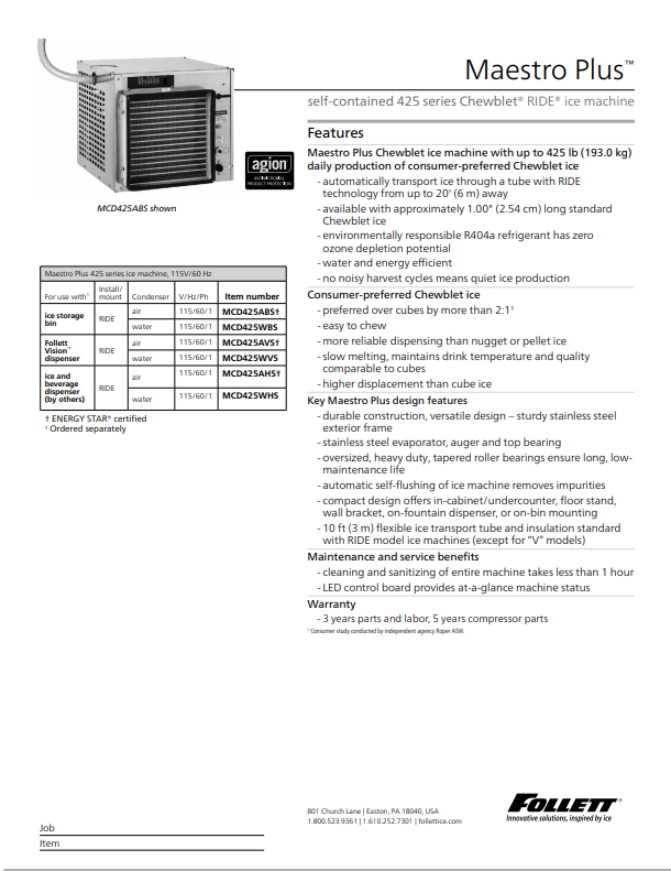 Specification Sheet