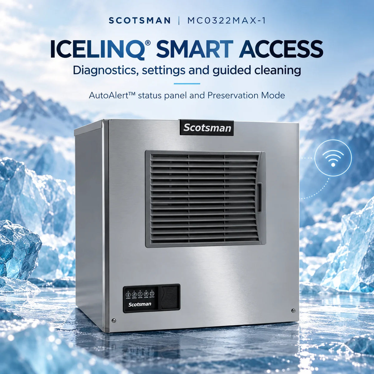 Scotsman Prodigy ELITE MC0322MAX-1 Commercial Ice Machine Head - 362 lb/Day Medium Cube, 22 Inch Air-Cooled 115V