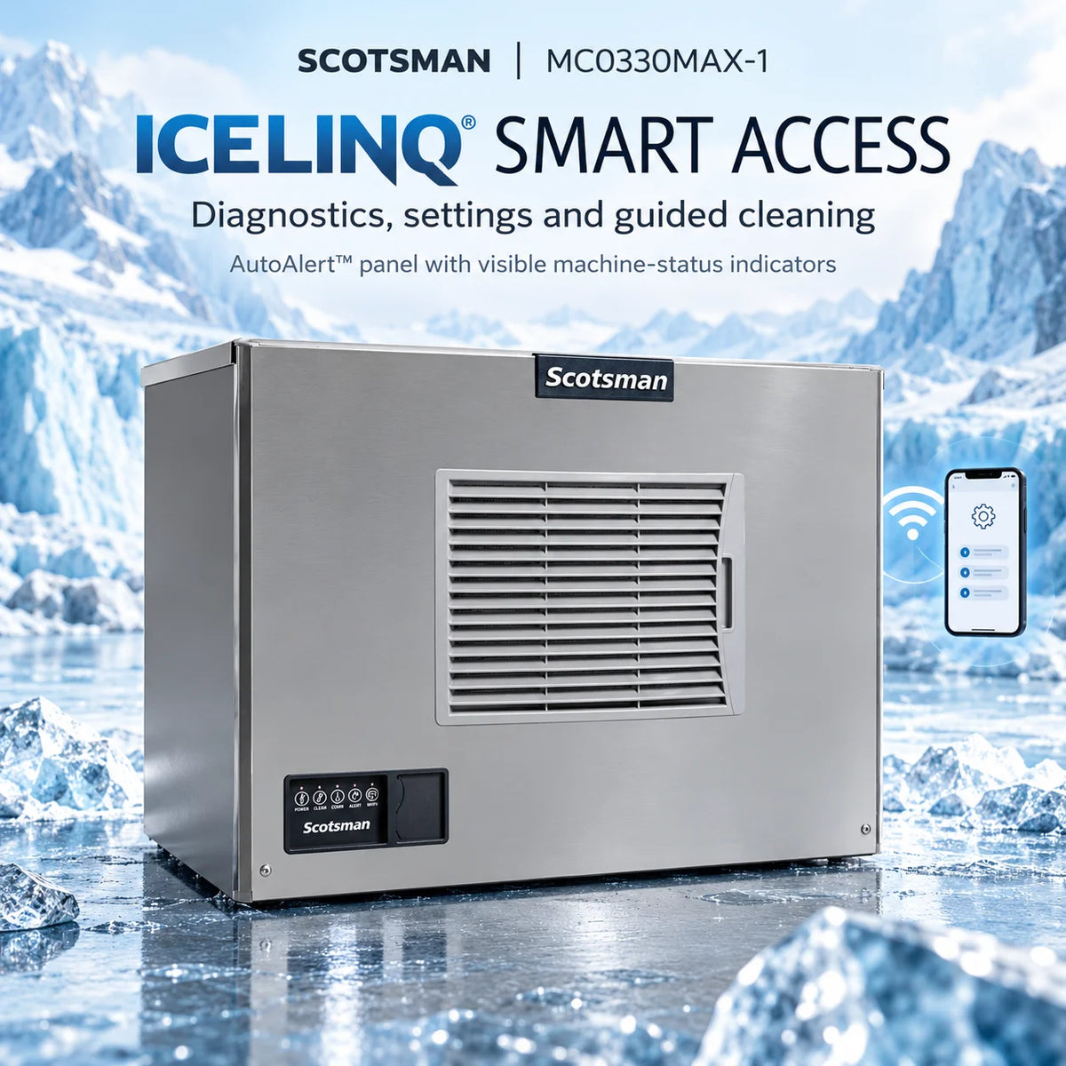 Scotsman Prodigy ELITE MC0330MAX-1 Commercial Ice Machine Head - 365 lb/Day Medium Cube, 30 Inch Air-Cooled 115V