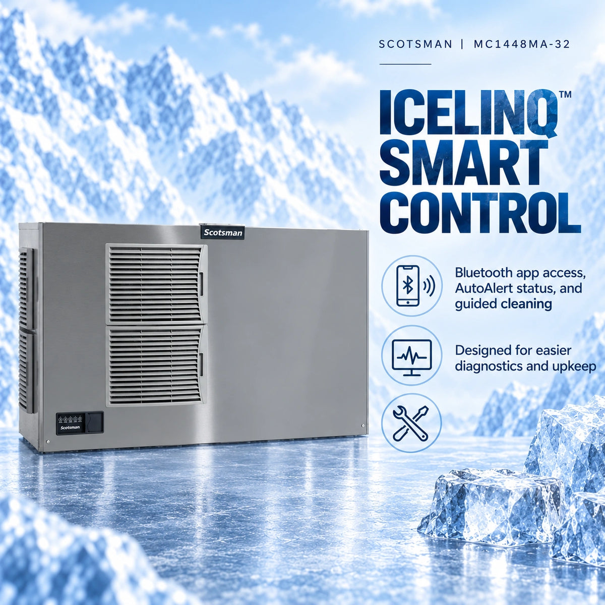 Scotsman Prodigy ELITE MC1448MA-32 Commercial Ice Machine Head - 1,553 lb/Day Medium Cube, 48 Inch Air-Cooled 208-230V