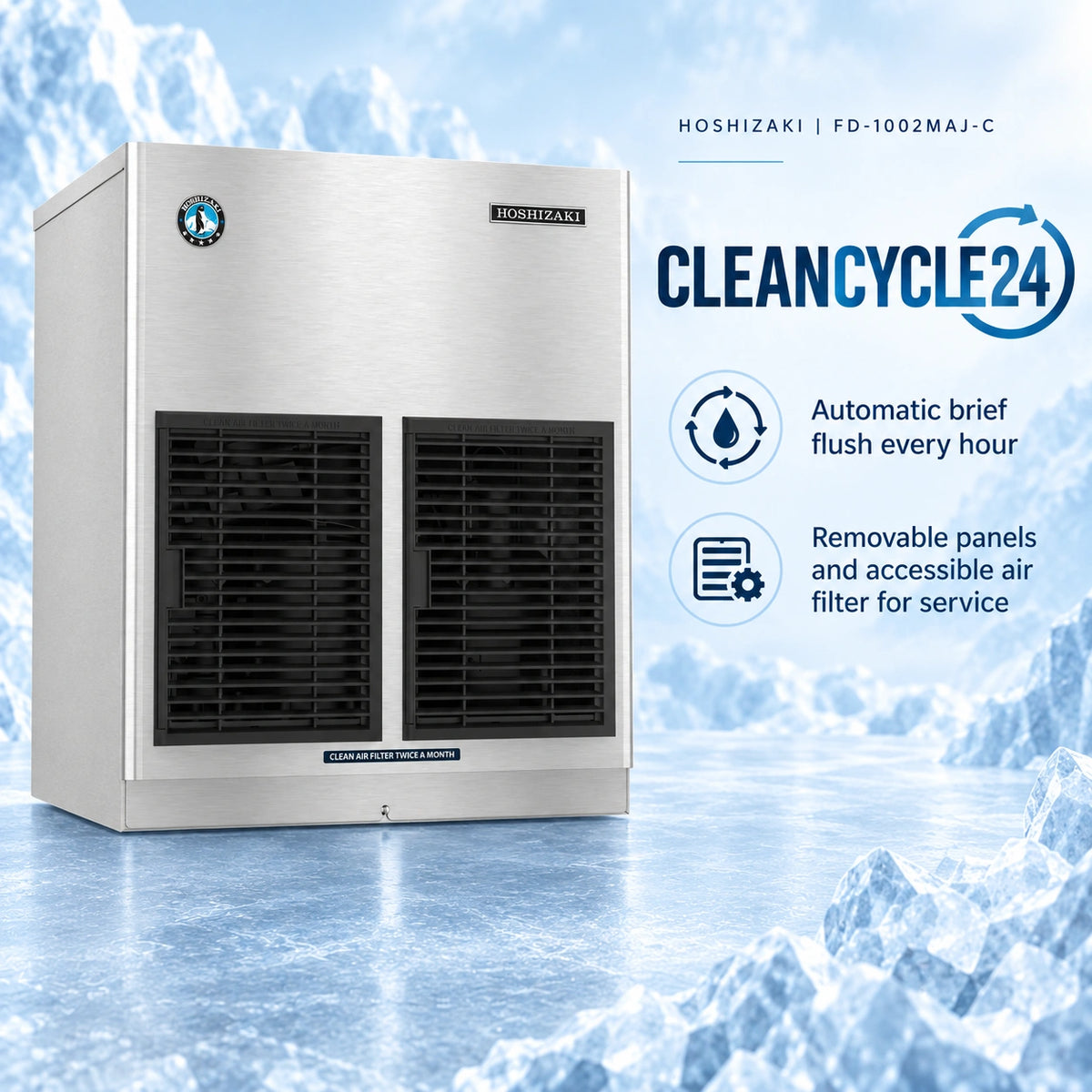Hoshizaki FD-1002MAJ-C 22-Inch Air-Cooled Modular Cubelet Ice Machine Head - 890 lb/Day