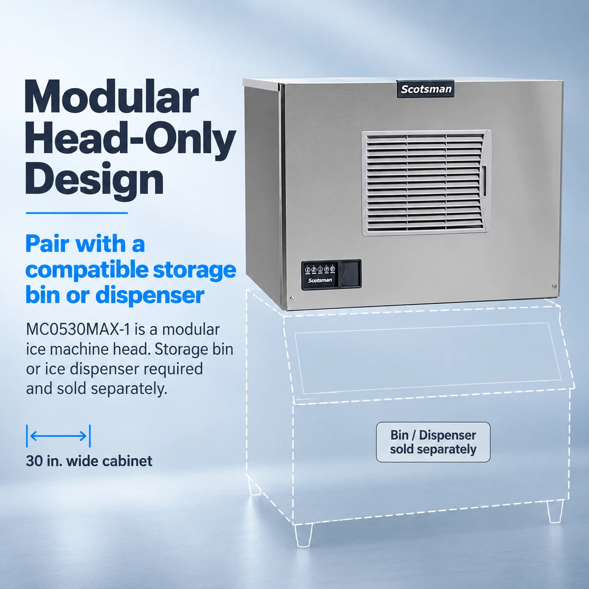 Scotsman Prodigy ELITE MC0530MAX-1 Commercial Ice Machine Head - 476 lb/Day Medium Cube, 30 Inch Air-Cooled 115V