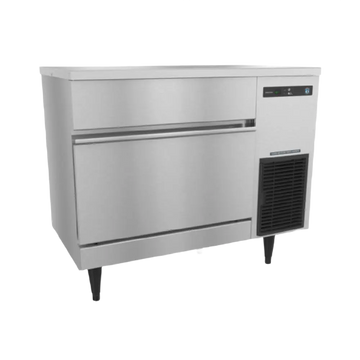 Stainless steel refrigerator on a white background