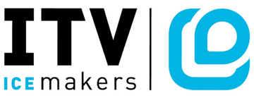 Logo of ITV Ice Makers with black text and a blue logo on a white background