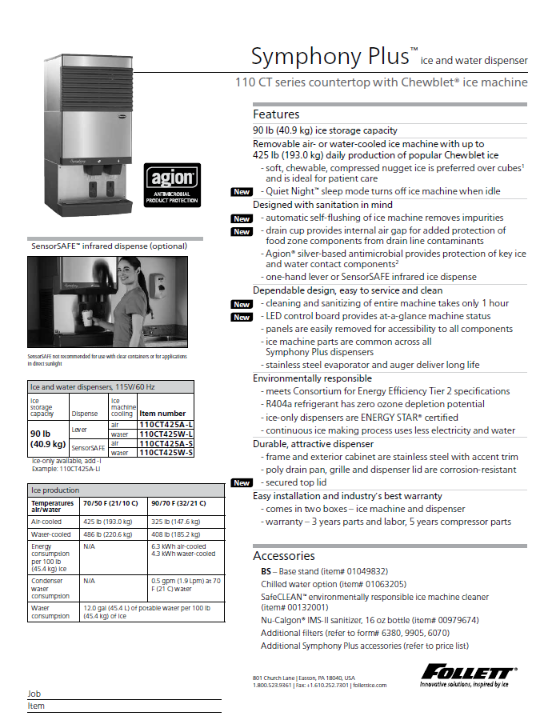 Spec sheet