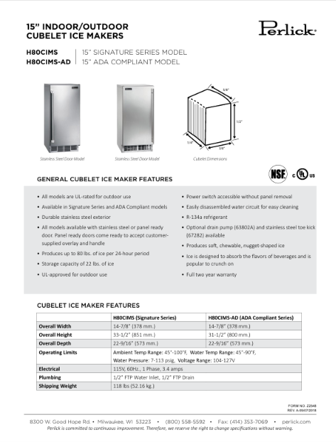 Specification Sheet
