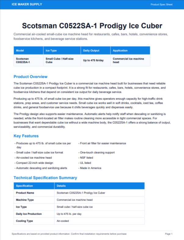 Spec Sheet