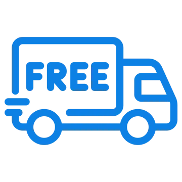 A blue line icon of a delivery truck with the word 'FREE' written on the side, shown on a plain white background.