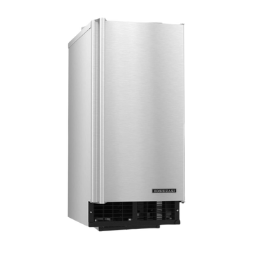 A stainless steel undercounter refrigerator with a brushed metal finish, black vented base, and a visible ECHOFREEZ brand badge on the lower right of the door, shown on a plain white background.