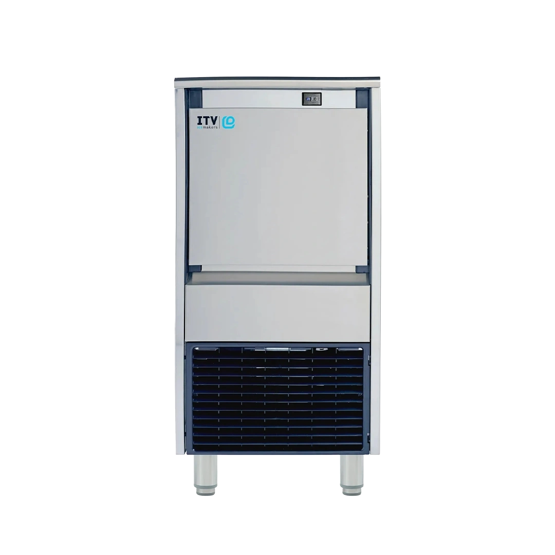 Front view of the ITV DELTA NG 120 air-cooled gourmet cube undercounter ice machine, rated at 108 lb/day.