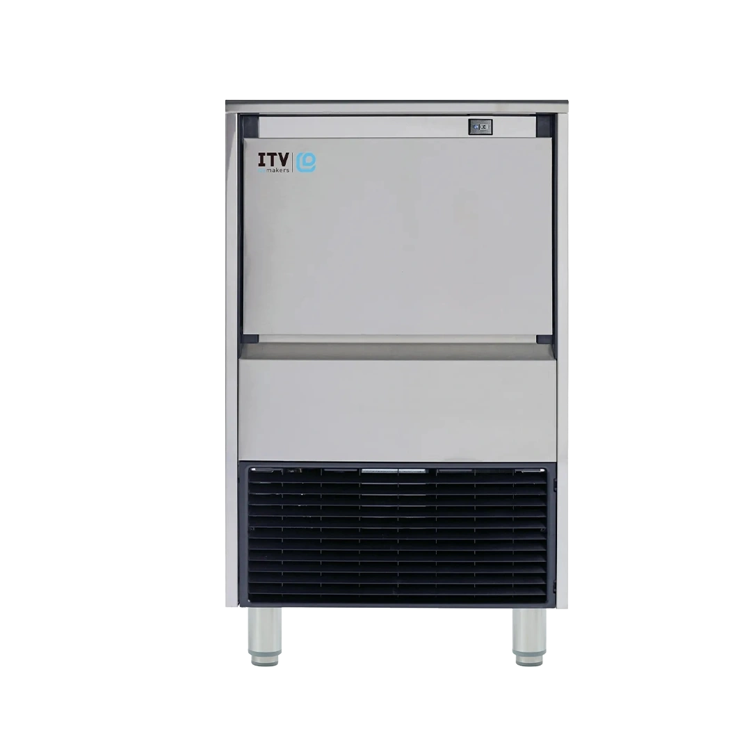 Front view of the ITV DELTA NG 150 air-cooled gourmet cube undercounter ice machine, rated at 143 lb/day.