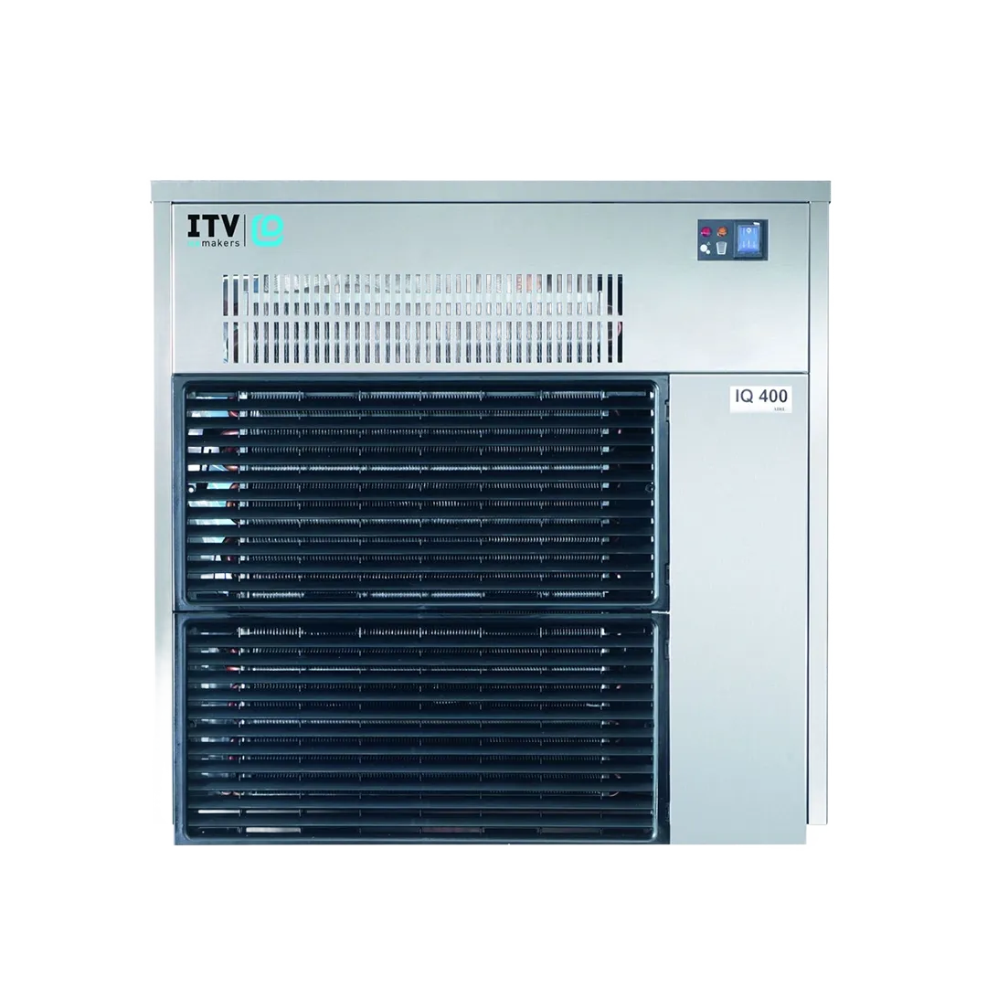 Front view of the ITV IQ 900 A air-cooled modular granular chip ice machine head, rated at up to 980 lb/day.