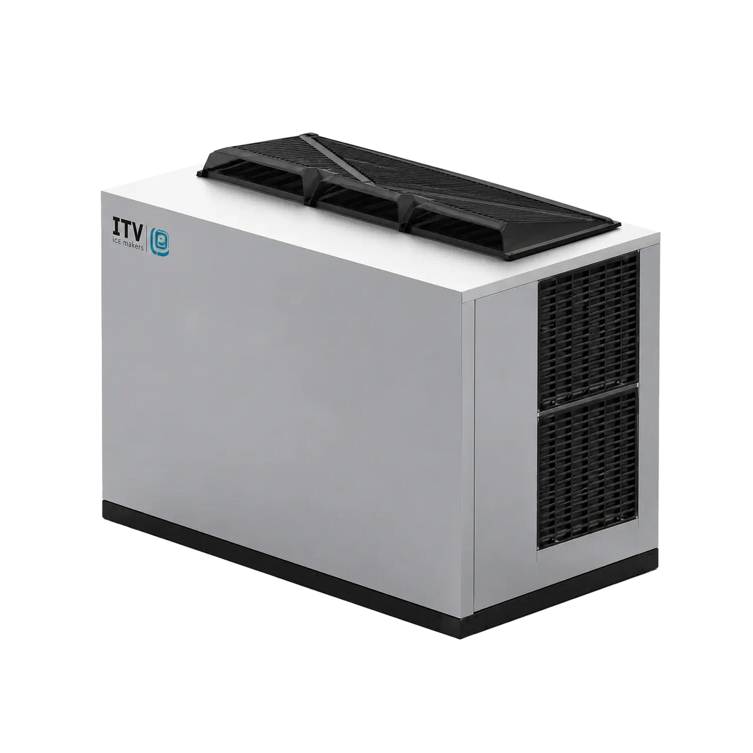 Right-angle side view of the ITV SPIKA MS1800 A1F air-cooled modular full-dice ice machine head, rated at up to 1,811 lb/day