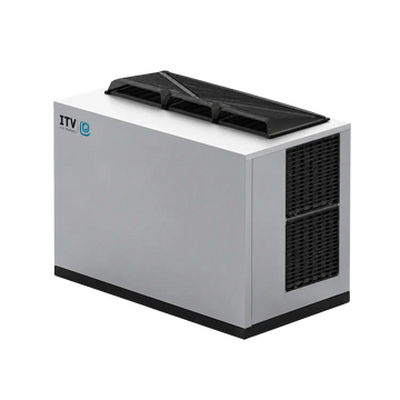 Right-angle side view of the ITV SPIKA MS1800 A1H air-cooled modular half-dice ice machine head, rated at up to 1,811 lb/day