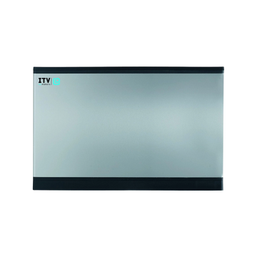 Metallic panel with ITV logo on a white background
