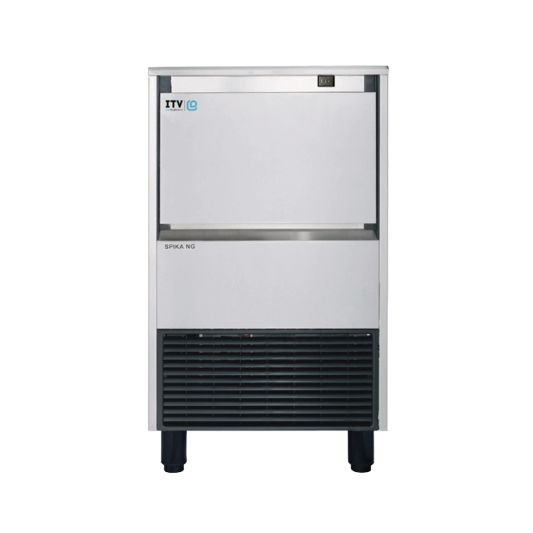 Front view of the ITV SPIKA NG 130 A1F air-cooled full cube undercounter ice machine, rated at 134 lb/day.