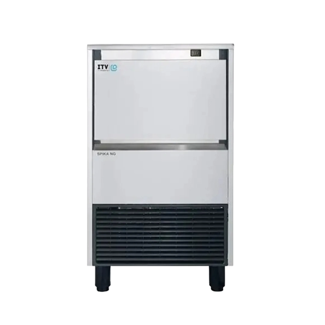 Front view of the ITV SPIKA NG 130 A1H air-cooled half cube undercounter ice machine, rated at 139 lb/day.