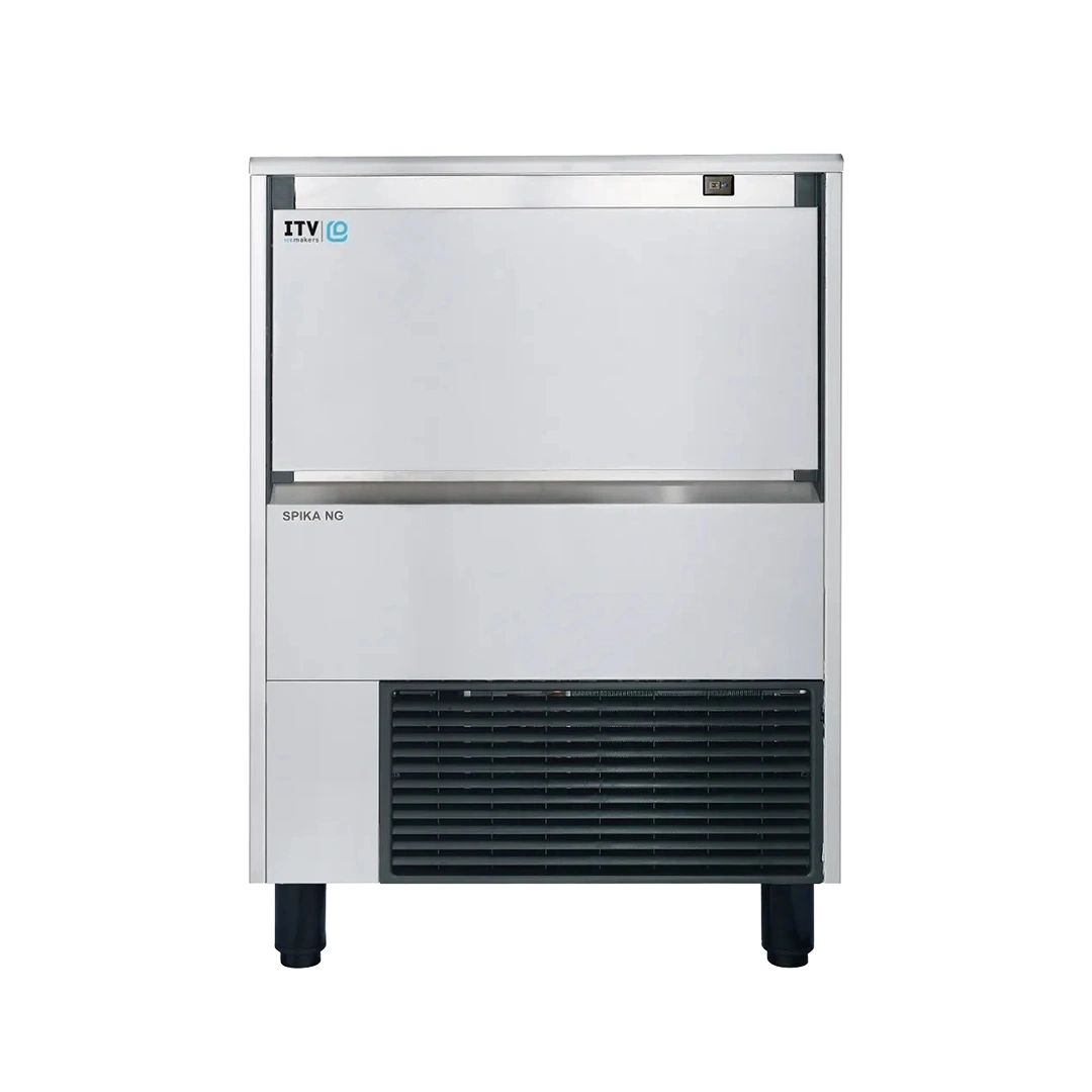 Front view of the ITV SPIKA NG 360 A1H air-cooled half dice undercounter ice machine, rated at 340 lb/day.