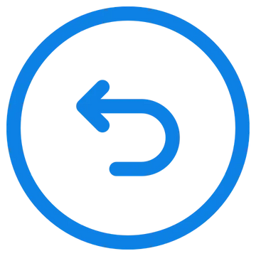 A blue circular icon with a curved left-pointing arrow inside, centered on a white background.